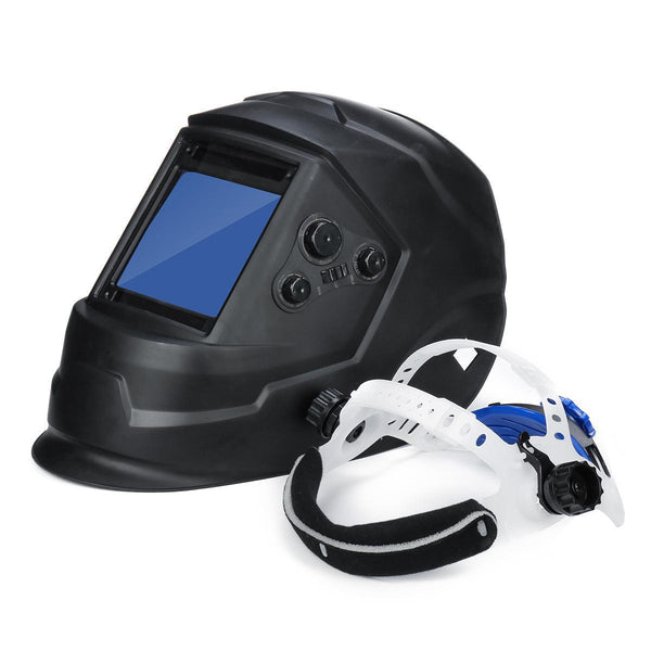 Solar Auto-Darkening Welding Helmet With Big View Area 4 Sensors External Adjustment Arc Tig Mig DIN5-DIN13