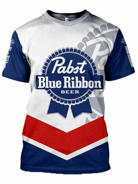 Men's Liquor PABST BLUE RIBBON BEER Printed T-shirt