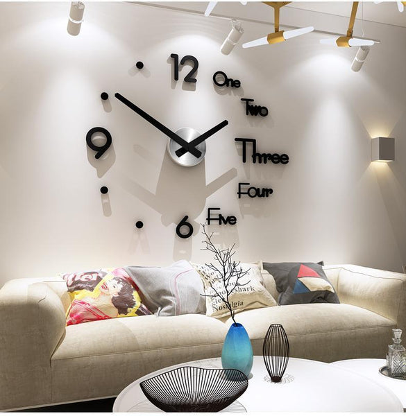 3D FRAMELESS DIY LARGE WALL CLOCK