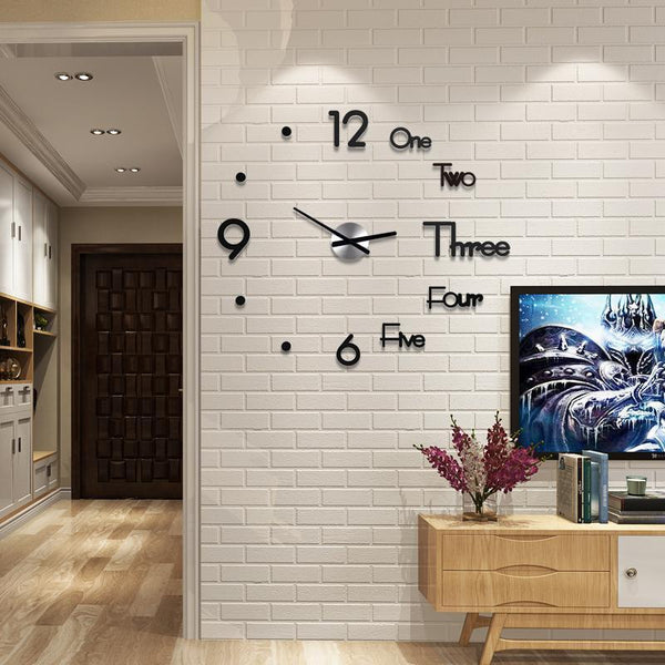 3D FRAMELESS DIY LARGE WALL CLOCK