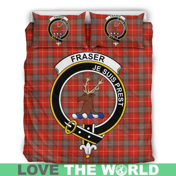 Fraser Of Lovat Weathered Clan Badge Tartan Bedding Set K7