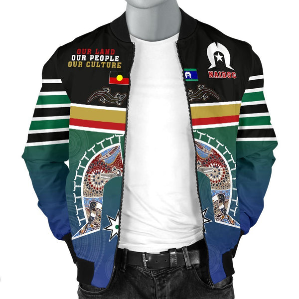 1stTheWorld Australia Men's Bomber Jacket - Aboriginal And TSI Flags Naidoc - Quing Style - J5