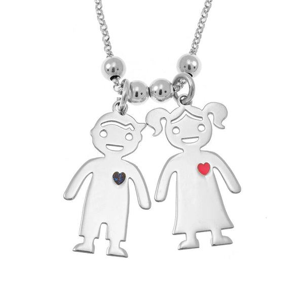 Necklace with Engraved Children Charms