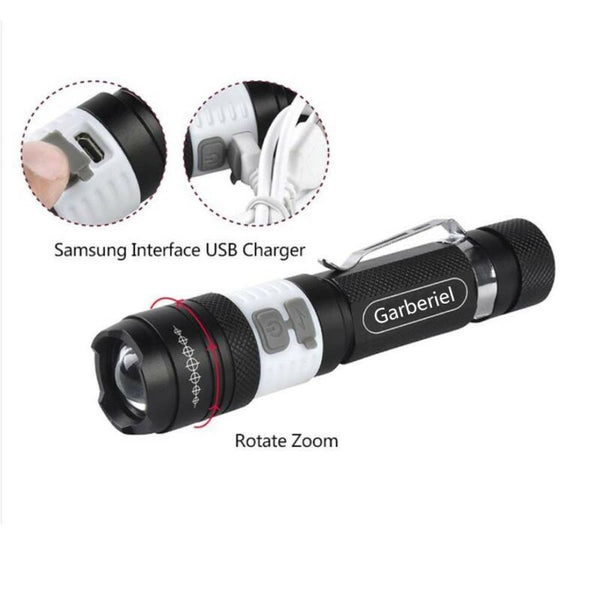 Ultrabright LED T6 Zoomable USB Rechargeable Flashlight Torch +18650 + Charger