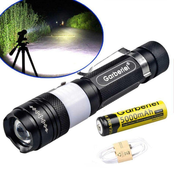 Ultrabright LED T6 Zoomable USB Rechargeable Flashlight Torch +18650 + Charger
