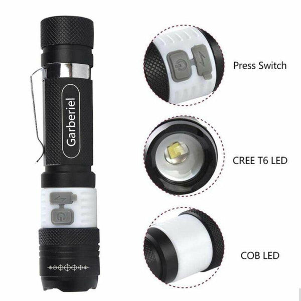 Ultrabright LED T6 Zoomable USB Rechargeable Flashlight Torch +18650 + Charger