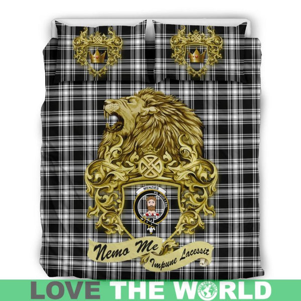 Scotland Lion Menzies Black & White Modern Tartan Bedding Set K7