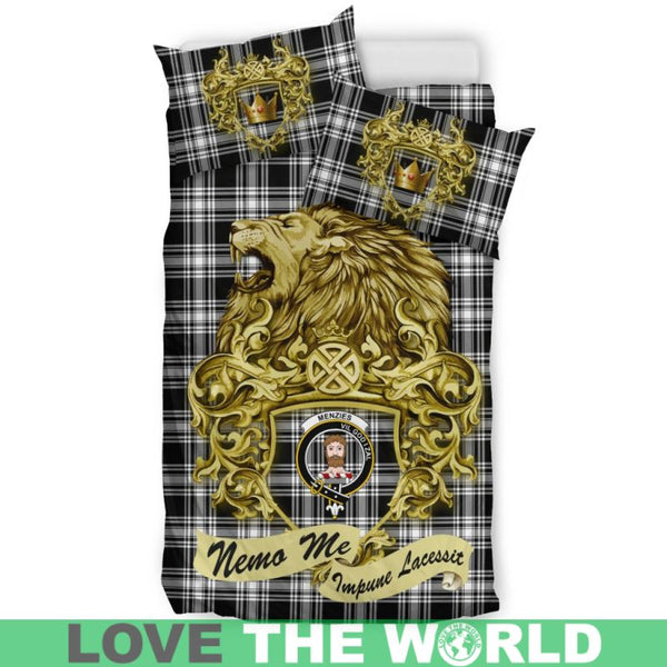 Scotland Lion Menzies Black & White Modern Tartan Bedding Set K7