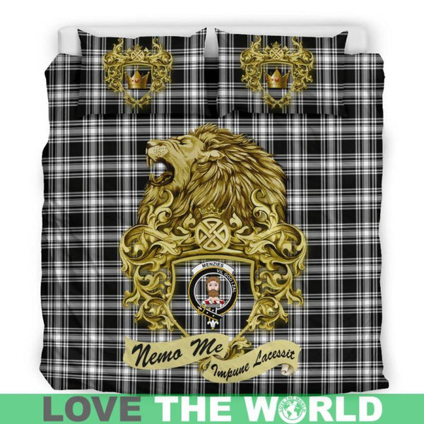 Scotland Lion Menzies Black & White Modern Tartan Bedding Set K7