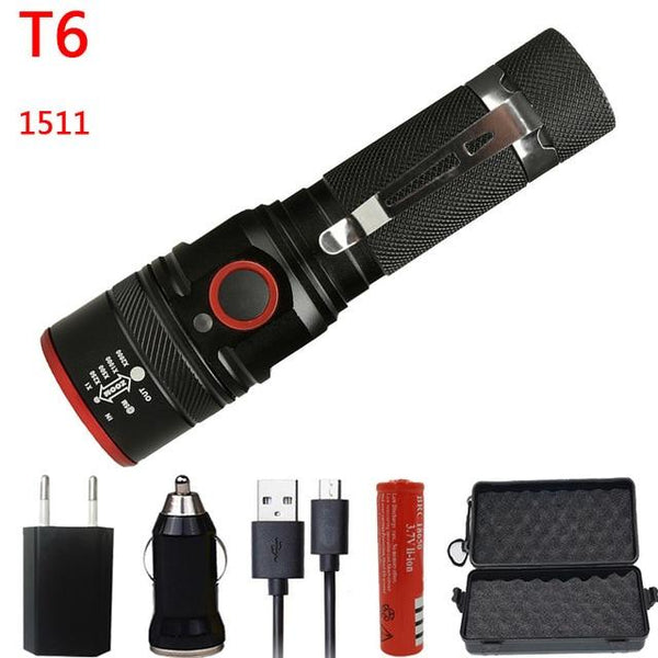 Police Tactical USB Rechargeable Led Flashlight XM L2 U3 5000L