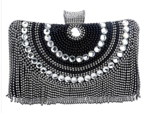 Diamonds Beaded Metal Clutch
