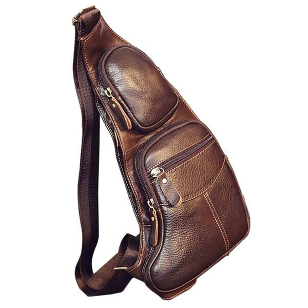 Genuine Leather Cowhide Vintage Sling Chest Bag