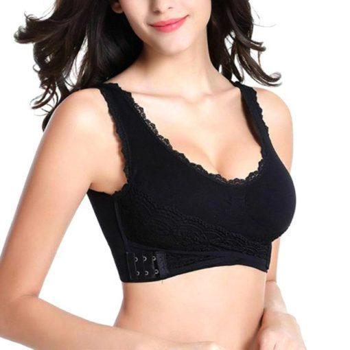 Front Cross Adjustable Side Buckle Lace Bra