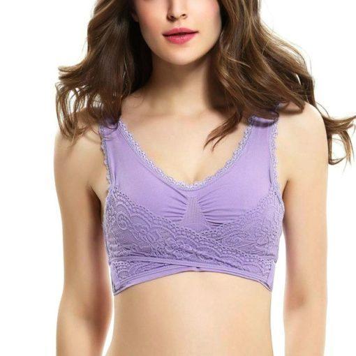 Front Cross Adjustable Side Buckle Lace Bra