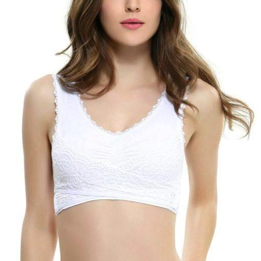 Front Cross Adjustable Side Buckle Lace Bra