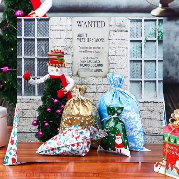 Drawstring Christmas Gift Bags (15 Sets)