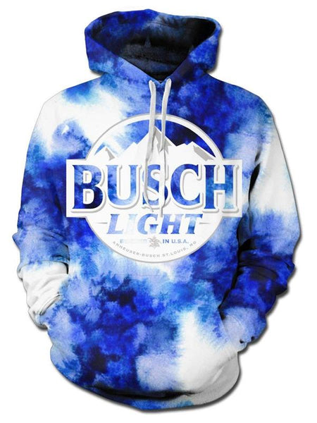 Men's BUSCH LIGHT  BREWED IN U.S.A  Anneuser.busch ST.Louis.Mo printed pullover hooded sweatshirt