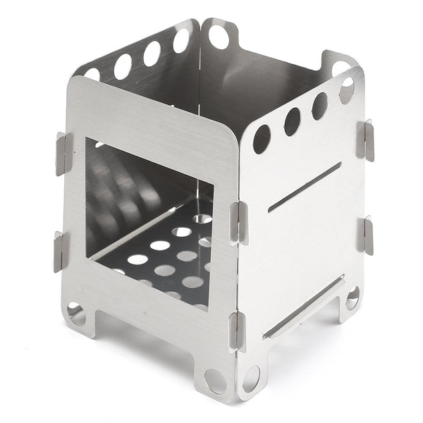 Outdoor Camping Wood Stove Picnic BBQ Cooking Furnace Wind Shield With Plate Cookware Utensil