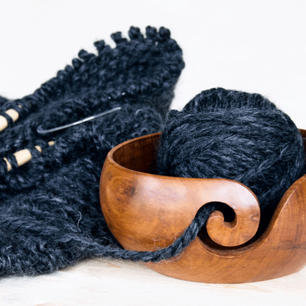 WOODEN YARN STORAGE BOWL