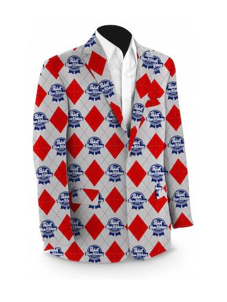 Men's Wine PABST BLUE RIBBON BEER Printed Blazer