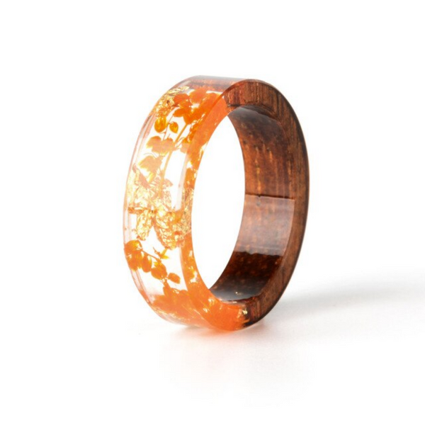 Handmade Dried Flowers Wood Ring
