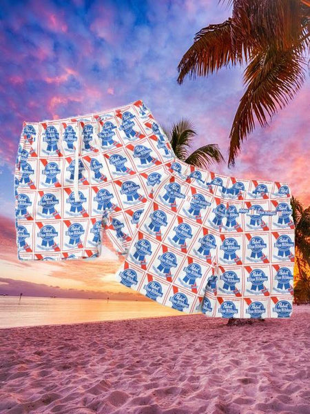 Men's PABST BLUE RIBBON BEER Print Shorts