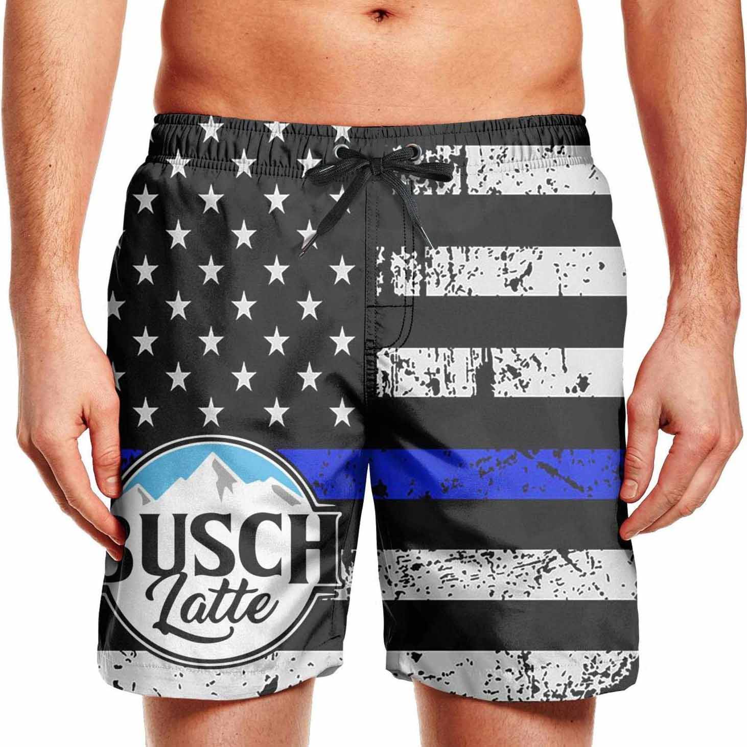 Men's American Flag Liquor Printed BUSCH LIGHT Casual Shorts