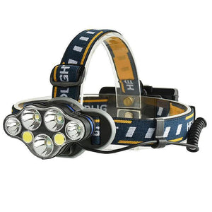 XANES 2606-7 1900LM 3*T6+2*XPE+2*COB 8 Modes Bicycle Headlamp 2*18650 Battery USB Interface