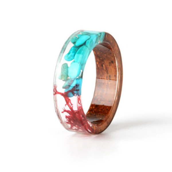 Handmade Dried Flowers Wood Ring