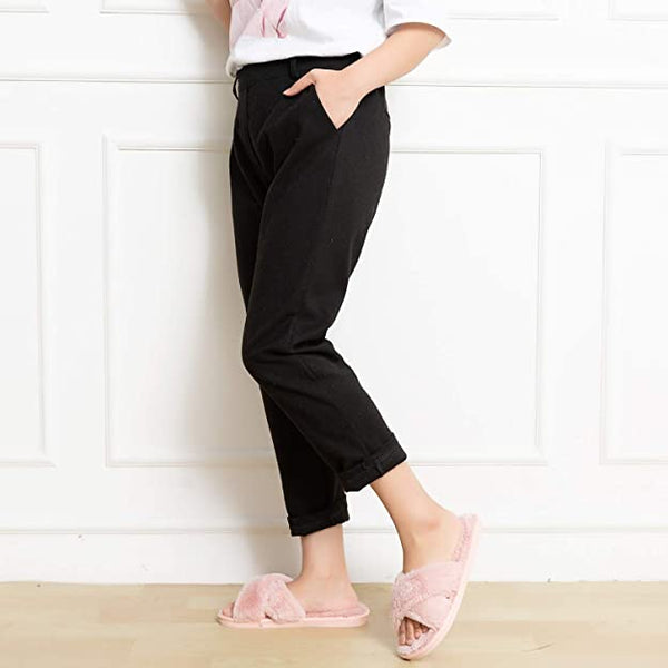 FAUX FUR INDOOR CROSSBAND SLIPPERS