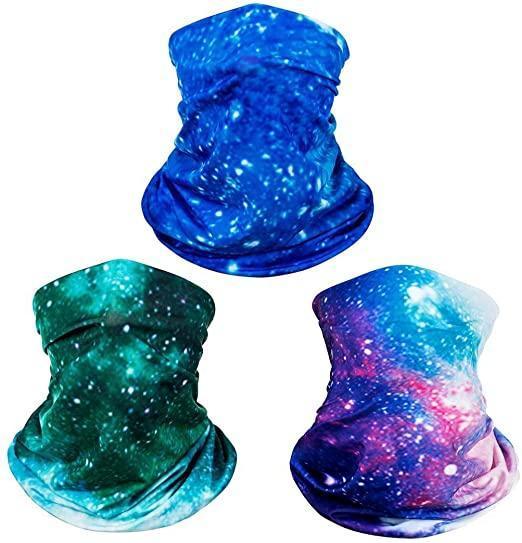 Fashion Galaxy Face Bandana Neck Gaiter, Sun UV Protection Reusable Half Mask Scarf, Motorcycle Balaclava for Women Men