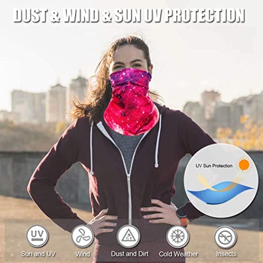 Fashion Galaxy Face Bandana Neck Gaiter, Sun UV Protection Reusable Half Mask Scarf, Motorcycle Balaclava for Women Men