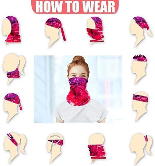 Fashion Galaxy Face Bandana Neck Gaiter, Sun UV Protection Reusable Half Mask Scarf, Motorcycle Balaclava for Women Men
