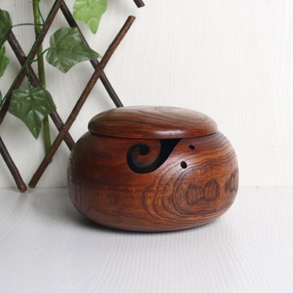 WOODEN YARN STORAGE BOWL