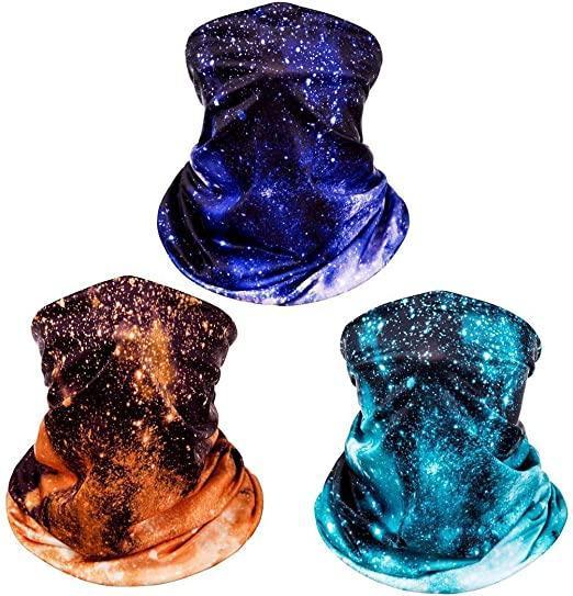 Fashion Galaxy Face Bandana Neck Gaiter, Sun UV Protection Reusable Half Mask Scarf, Motorcycle Balaclava for Women Men