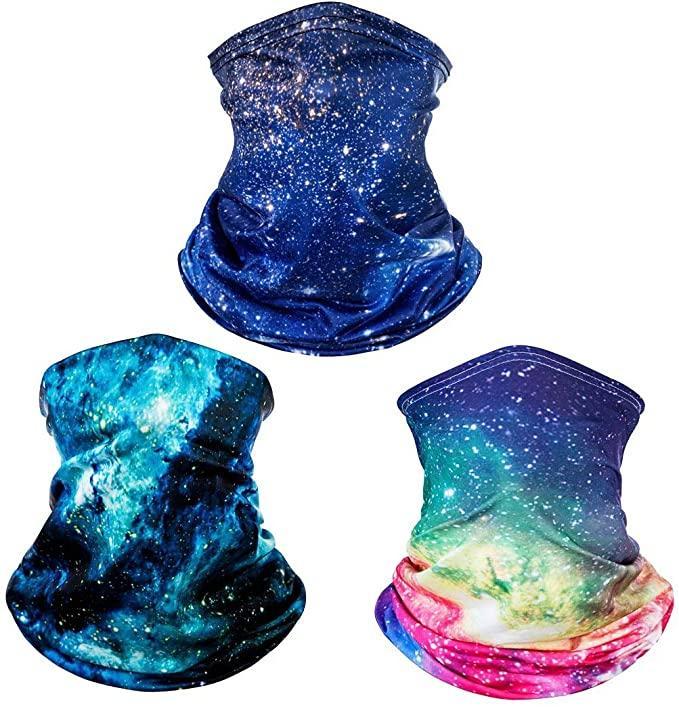 Fashion Galaxy Face Bandana Neck Gaiter, Sun UV Protection Reusable Half Mask Scarf, Motorcycle Balaclava for Women Men
