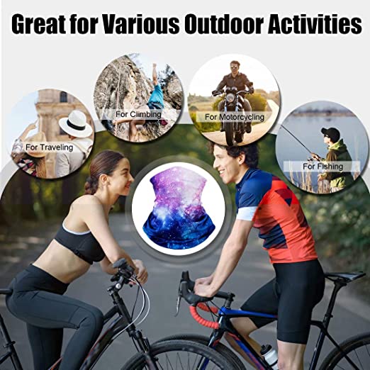 Fashion Galaxy Face Bandana Neck Gaiter, Sun UV Protection Reusable Half Mask Scarf, Motorcycle Balaclava for Women Men