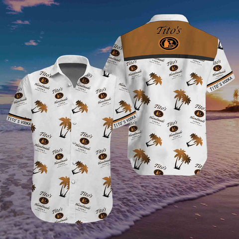 Men's Tito's Handmade VODKA AUSTIN TEXAS Palm Tree Print Hawaiian Shirt