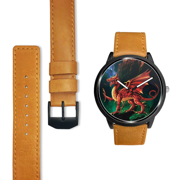 Welsh Dragon Leather/Steel Watch - BN02