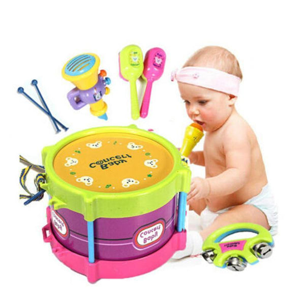 5pcs Baby Roll Drum Musical Instruments Kids Drum Set Children Toys