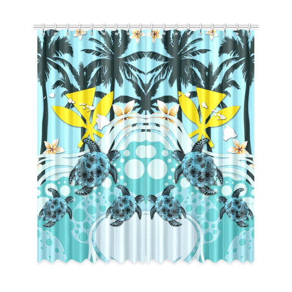 Hawaii Window Curtain - Blue Turtle Hibiscus A24