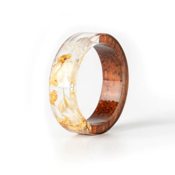 Handmade Dried Flowers Wood Ring