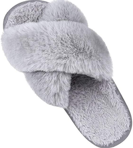 FAUX FUR INDOOR CROSSBAND SLIPPERS