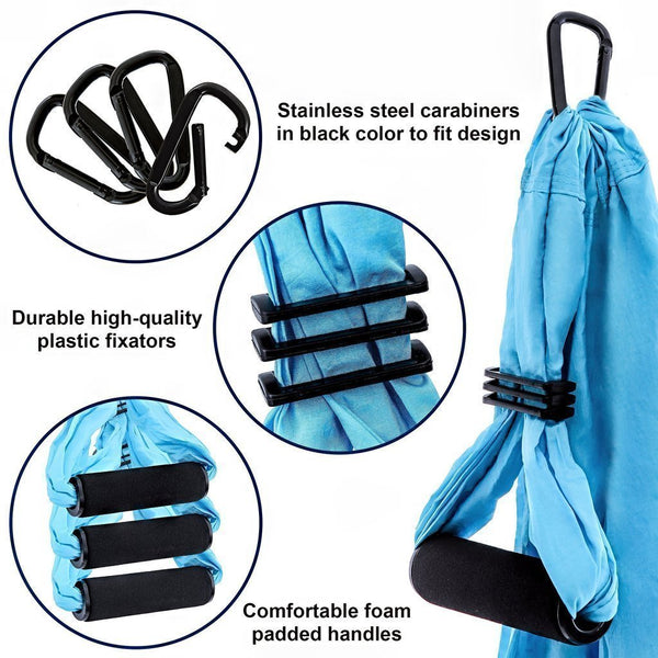 Aerial yoga hammock 6 handles strap, home gym hanging belt swing, anti-gravity aerial traction device
