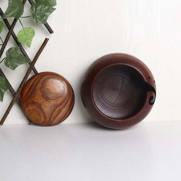 WOODEN YARN STORAGE BOWL