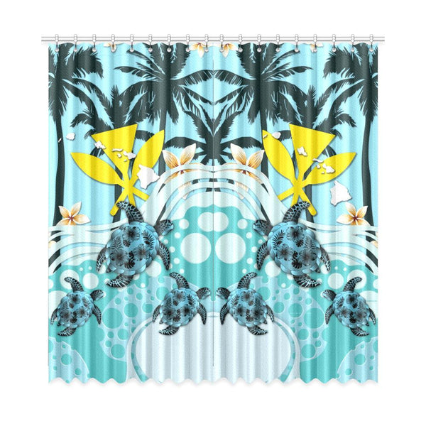 Hawaii Window Curtain - Blue Turtle Hibiscus A24