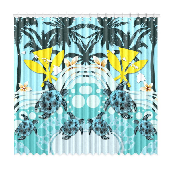 Hawaii Window Curtain - Blue Turtle Hibiscus A24