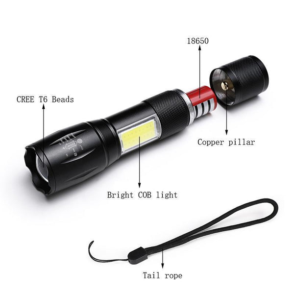 New Tactical Elite Flashlight with COB LED Zoom 4 Modes