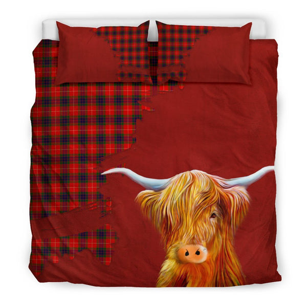 Fraser Tartan Scottish Highland Cow Bedding Set H4