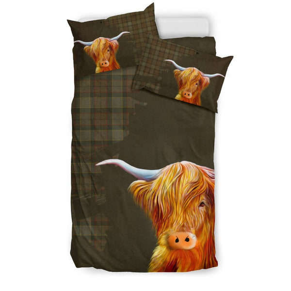 Outlander Fraser Tartan Scottish Highland Cow Bedding Set HJ4